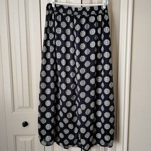 Women's Mikarose Navy Blue Medallion Maxi Skirt with Pockets, Size XXL
